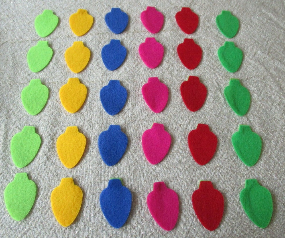 30 Felt Board Pieces Christmas Lights Die Cuts for Counting, Sorting, Math