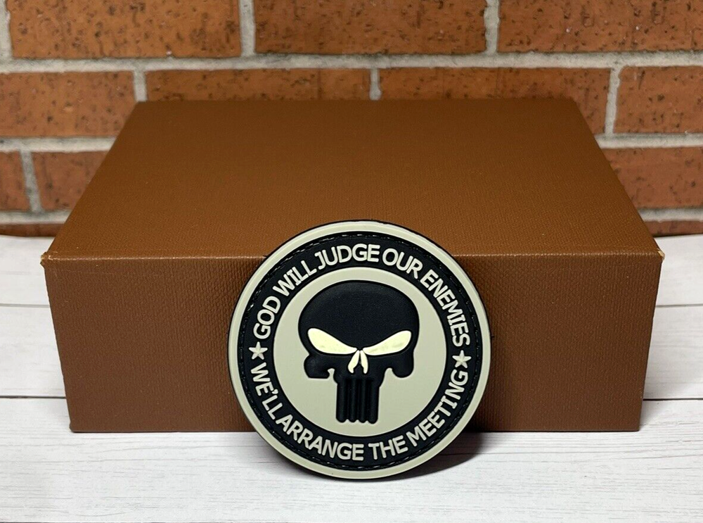 PVC Tactical Morale Patch - Punisher Skull Patch - Eyes Glow Gun Patch