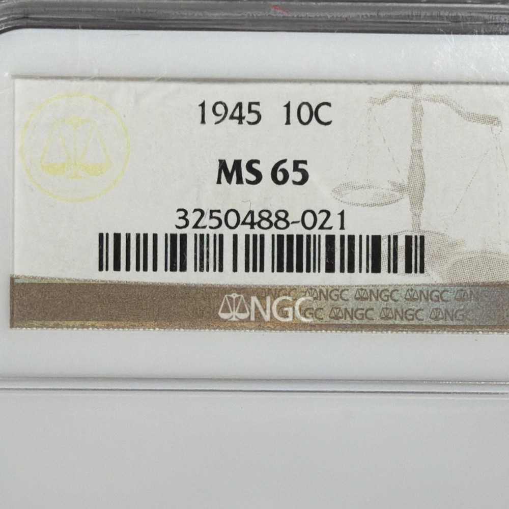 1945 Mercury Dime 10C NGC MS65