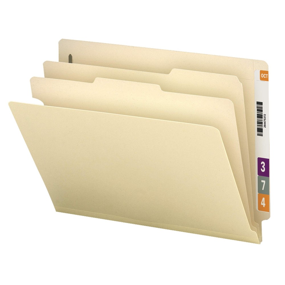 End Tab Classification File Folder, 2 Dividers, 2" Expansion, Letter Size, Ma...