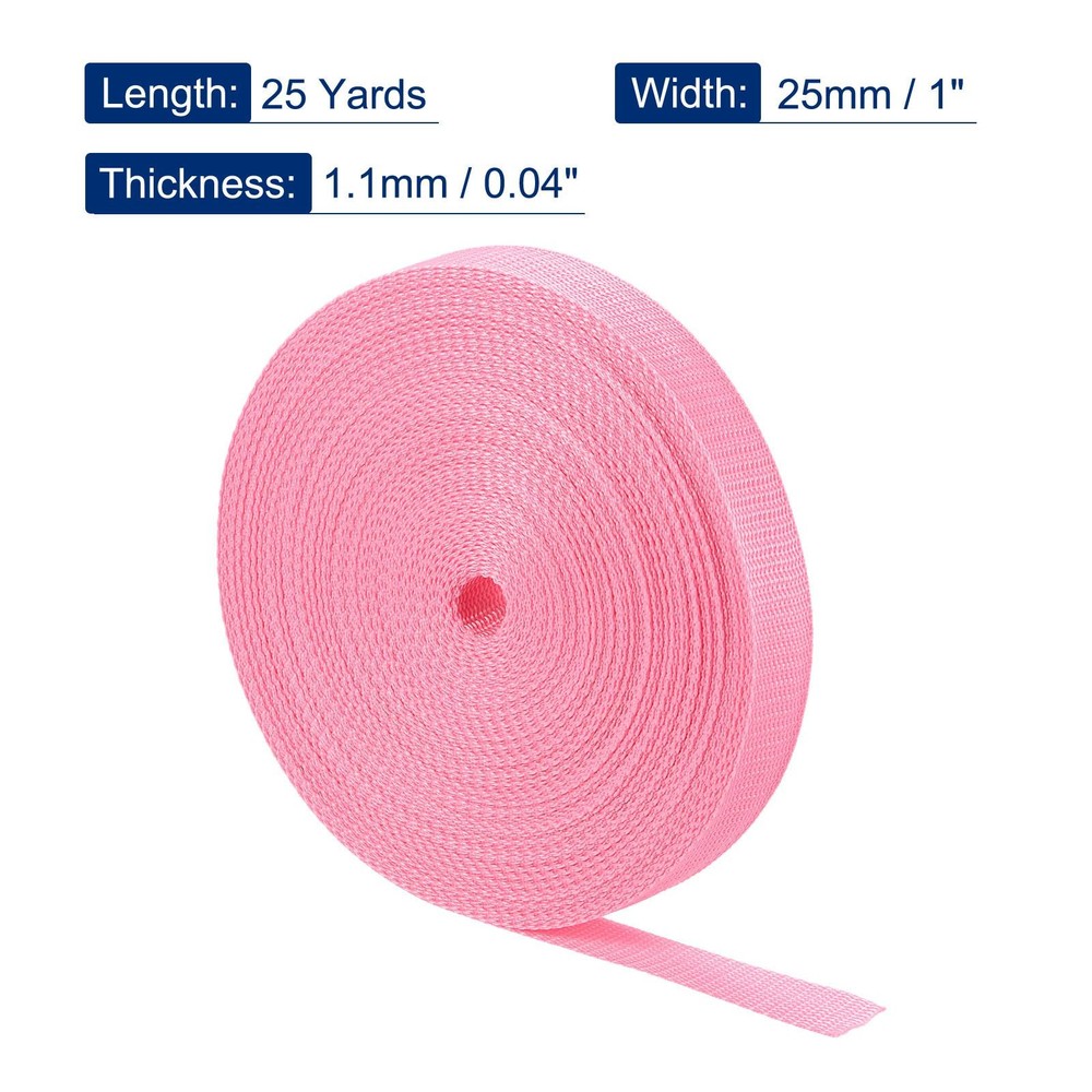 Lightweight Polypropylene Webbing Strap 1" 25 Yards Pink Strapping