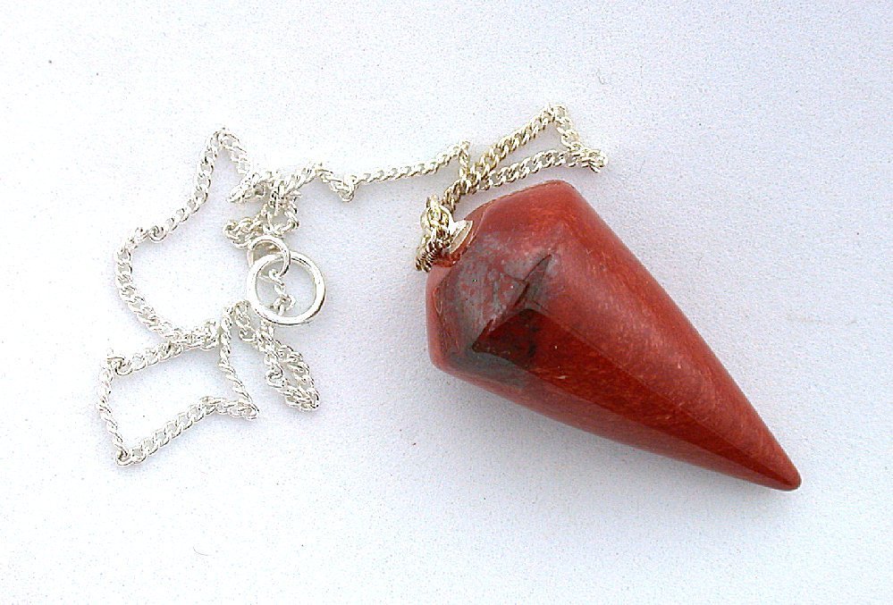 Red Jasper Crystal Pendulum Silver Colored Chain Reiki Metaphysical EBS7435