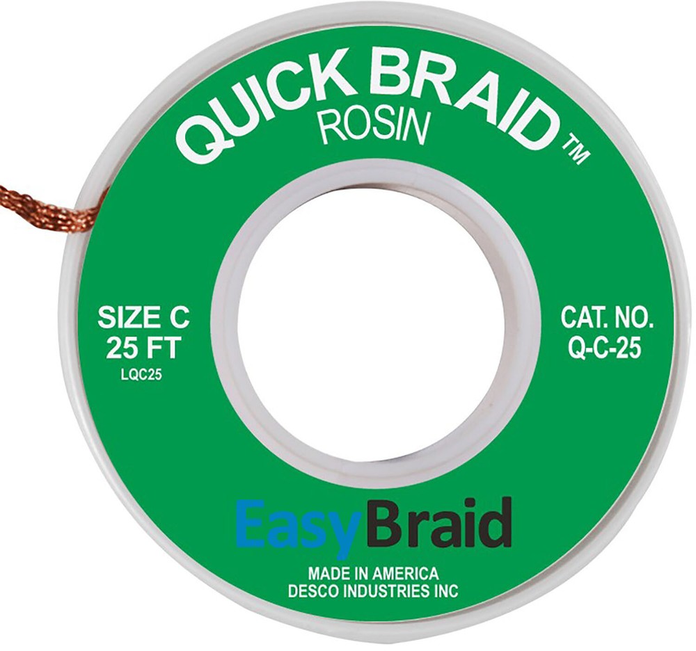 EasyBraid - Desoldering Braid, Quick Braid, .075� X 25'