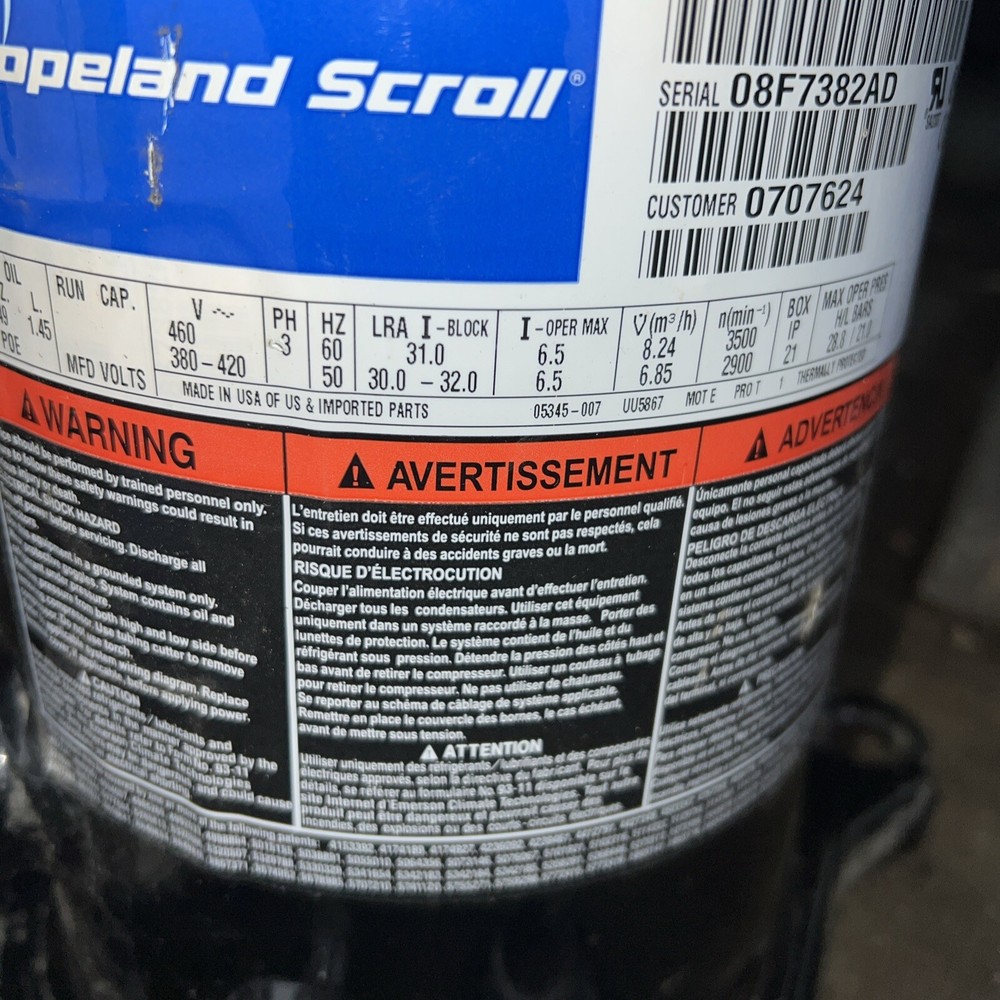 Scroll Compressor Replacement • OEM Upgraded Copeland Compressor ZB19KCE-TFD-240