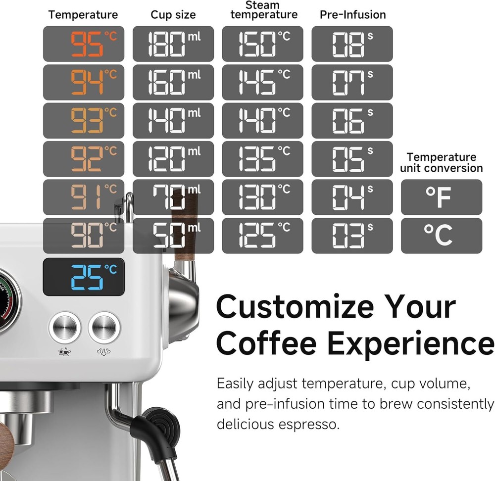 HiBREW H10 Plus Programmable Espresso Machine Stainless Adjustable Temperature