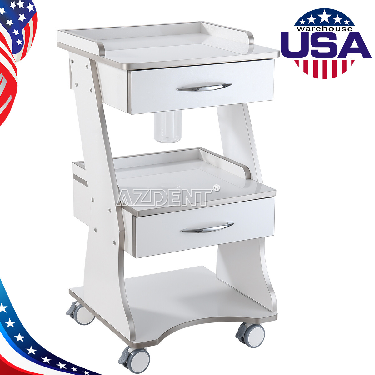 AZDENT Dental Mobile Cabinet Cart with Drawers /Tool Cart Trolley with Sockets