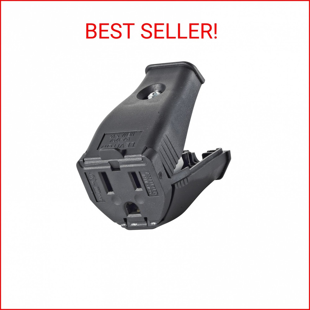 Leviton 3W102-E 2-Pole 3-Wire Grounding Cord Outlet, Black
