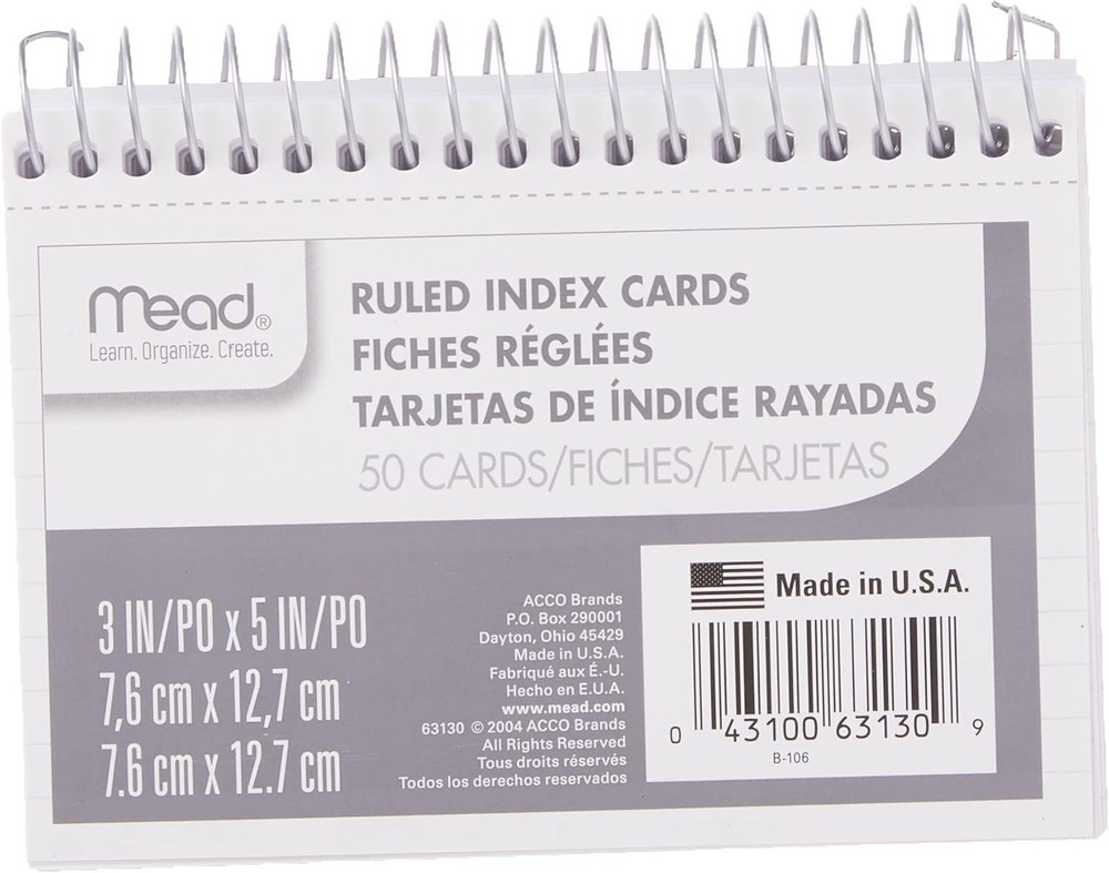 Efficient 3" x 5" Perforated Index Cards - 50 Pack, Perfect for School & Work