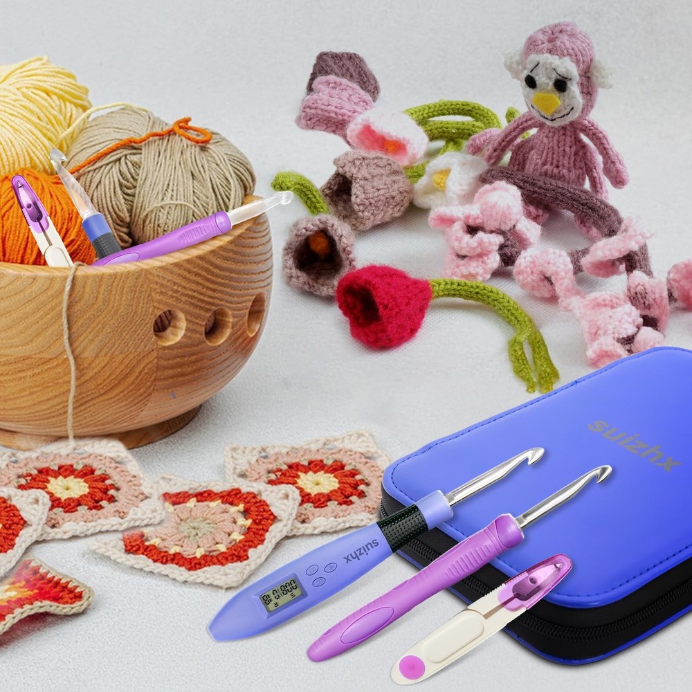 Counting Crochet Hook Set Digital, Crochet Kit with 22 Different Size Interch...
