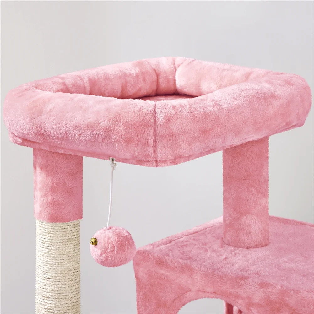 Pink Cat Tree 36 Inch Multi Level Condo Scratching Post Tower Durable Interactiv