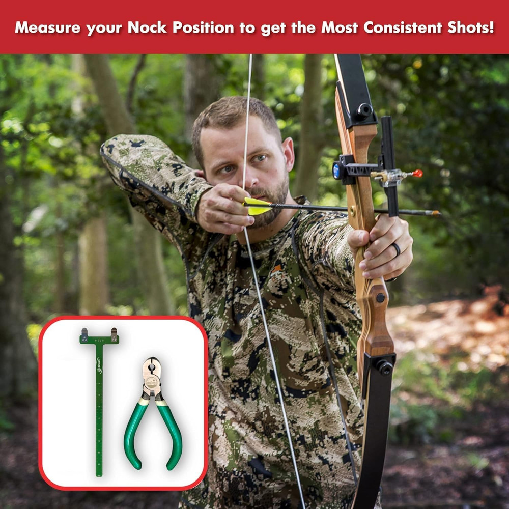 Archery Bow String Nocking Points Set – T Square Ruler, Nock Pliers with 6 Brass