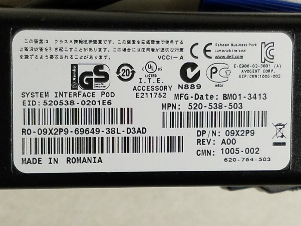 Ref - 9X2P9 Dell USB KVM switch POD SIP Module Cable 2161DS 2160AS 180AS (38-2).