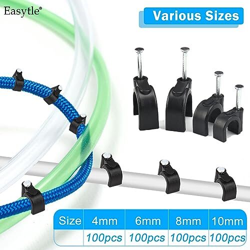 400 Pcs Nail In Cable Clips Cable Tacks for Cords Cable Management Ethernet