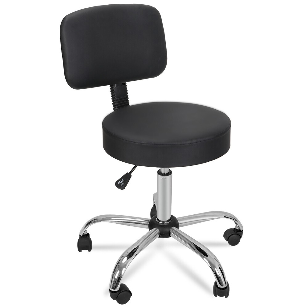 Rolling Swivel Salon Stool Chair Hydraulic with Back Support Adjustable Height