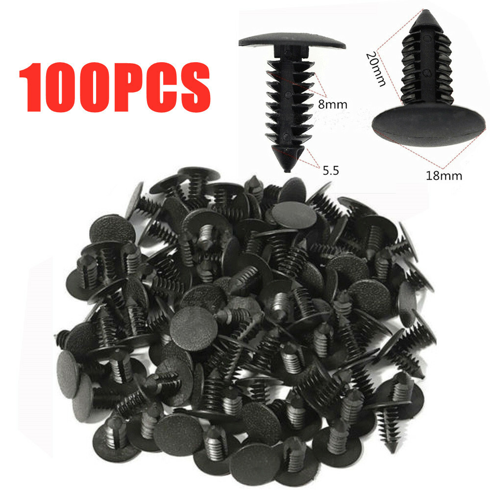 100x 8mm Bumper Clips Auto Car Hole Plastic Rivets Fastener Fender Push Trim Pin