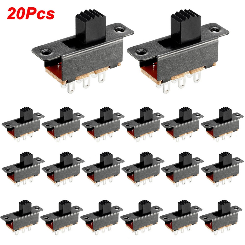 20 Pack 7mm Vertical Slide Switch DPDT 2 Position 6 Terminals PCB Panel Latching