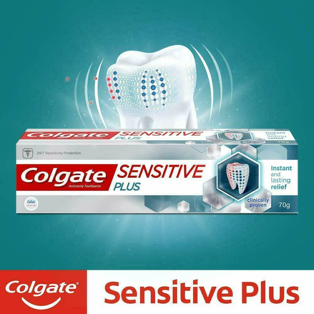 3x Colgate Sensitive Plus Instant Relief from Toothpaste 70g Pro Argin formula