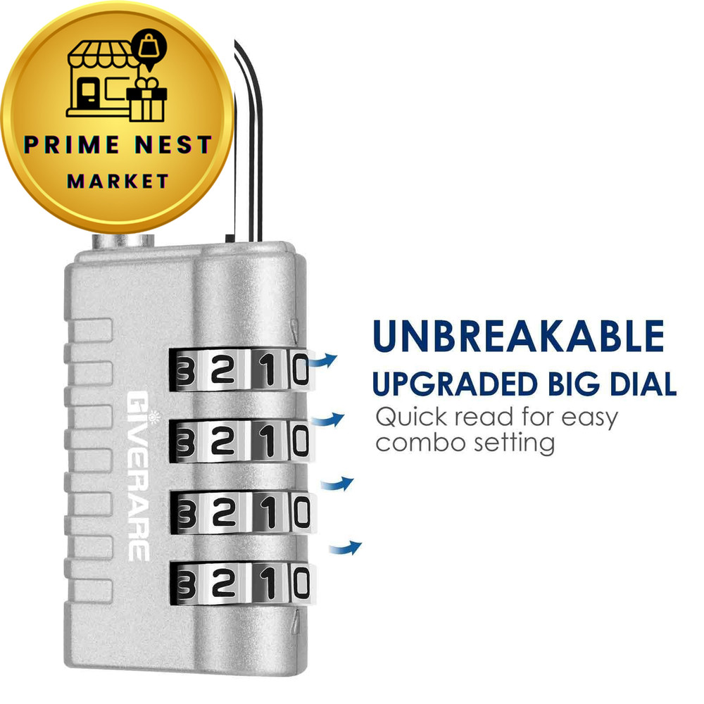 4 Pack Combination Lock, 4-Digit Padlock Keyless, Resettable 2black2silver