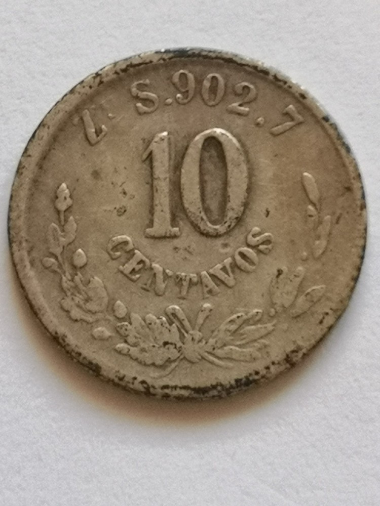 Mexico, silver 10 Centavos 1884,double strike