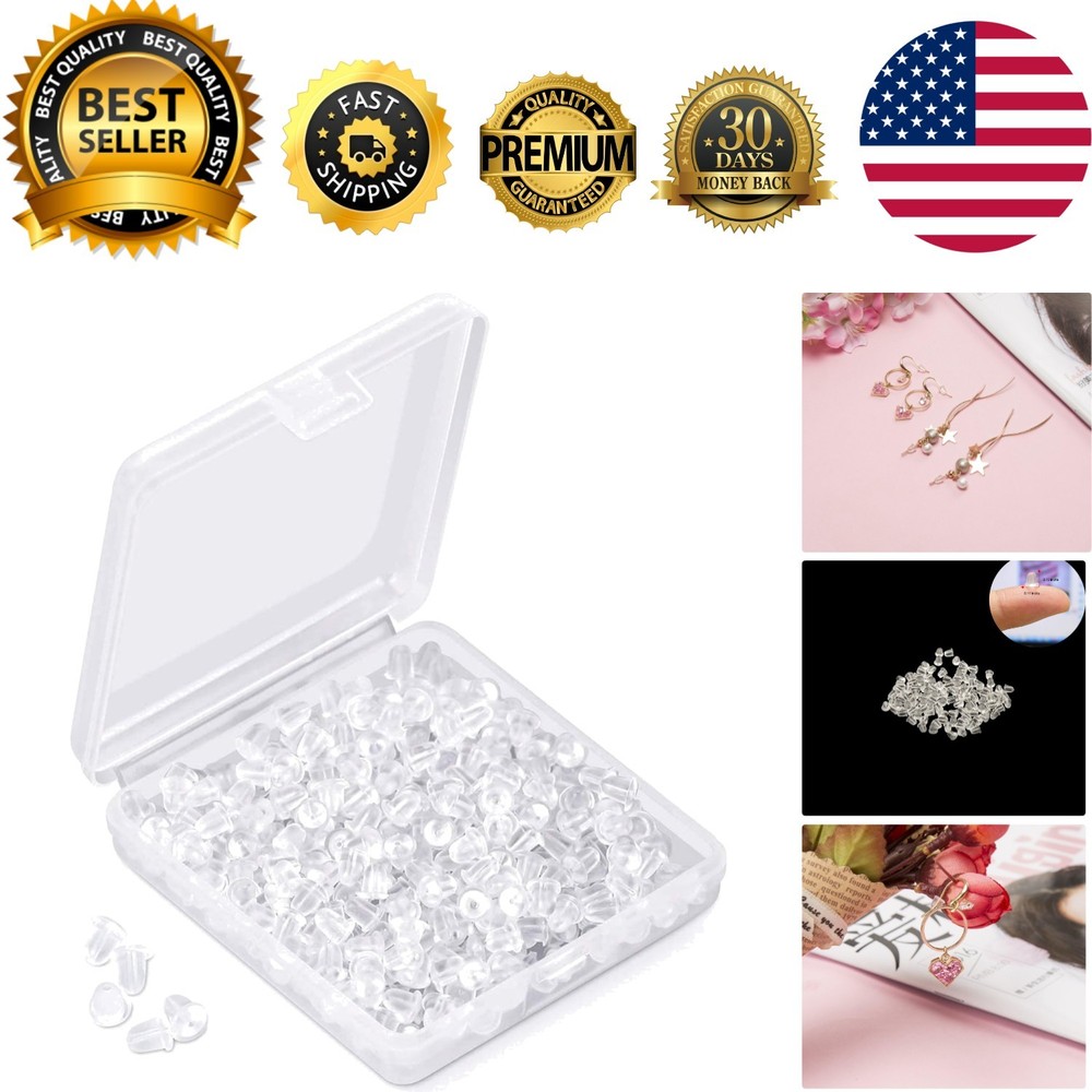Earring Back Replacement Pack - 1200 Clear Silicone Backs for Fish Hook Earrings