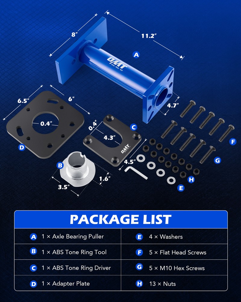 OMT Rear Axle Bearing Puller & Installer Tool Kit with ABS Tone Ring Driver Tool