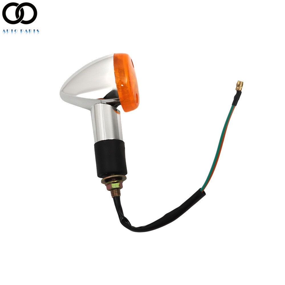 2×Chrome Amber Front Rear Turn Signal Blinker Indicator Light For Motorcycle