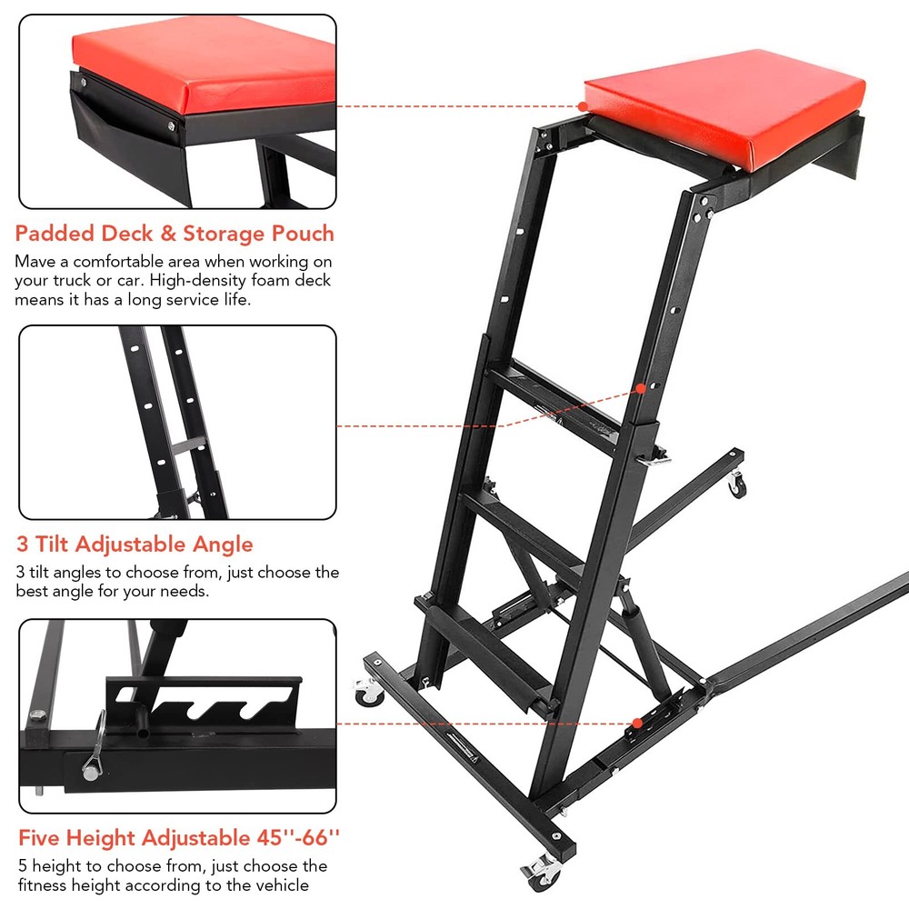 Automotive Topside Creeper 400LBS Adjustable 48"-66" Foldable Engine Creeper