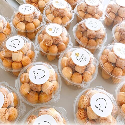 100pcs Individual Cupcake Container Cupcake Holder Plastic Disposable Clear Dome