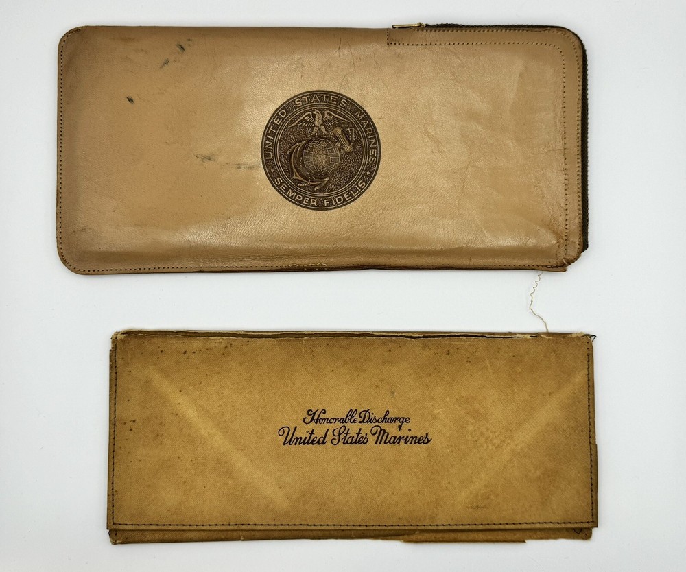 WW1 USMC Leather Honorable Discharge Folder Document Holder USMC