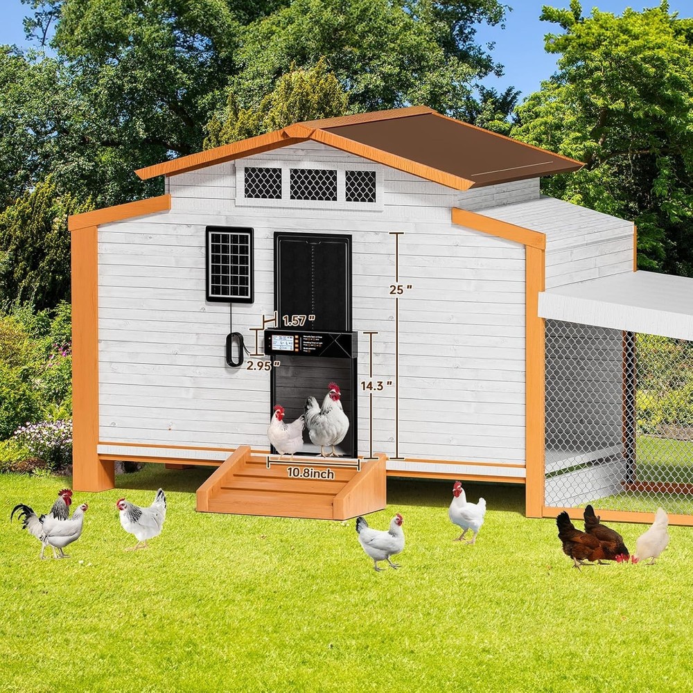 Extra Large Solar Automatic Chicken Coop Door Poultry Gate W/ Timer Light Sensor