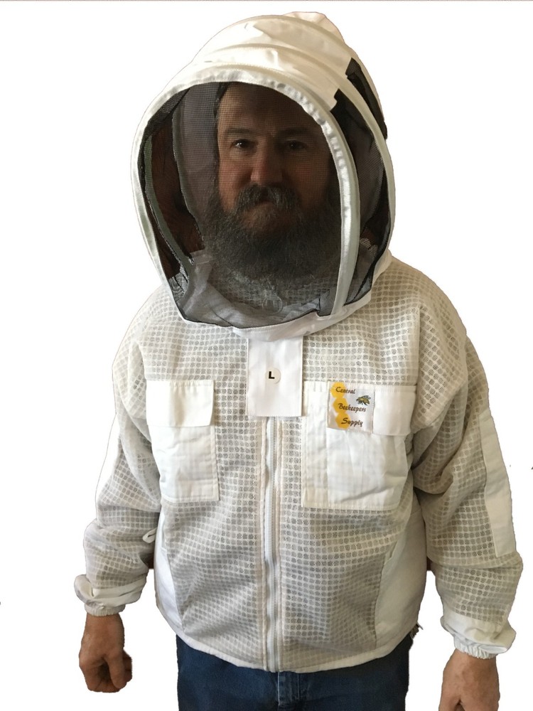 3 Layer Ventilated Beekeeping Protective Jacket with Veil that unzips at face