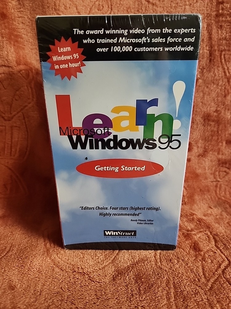 Learn Microsoft Windows 1995 Getting Started VHS. Includes 3 VHS Tapes. Sealed