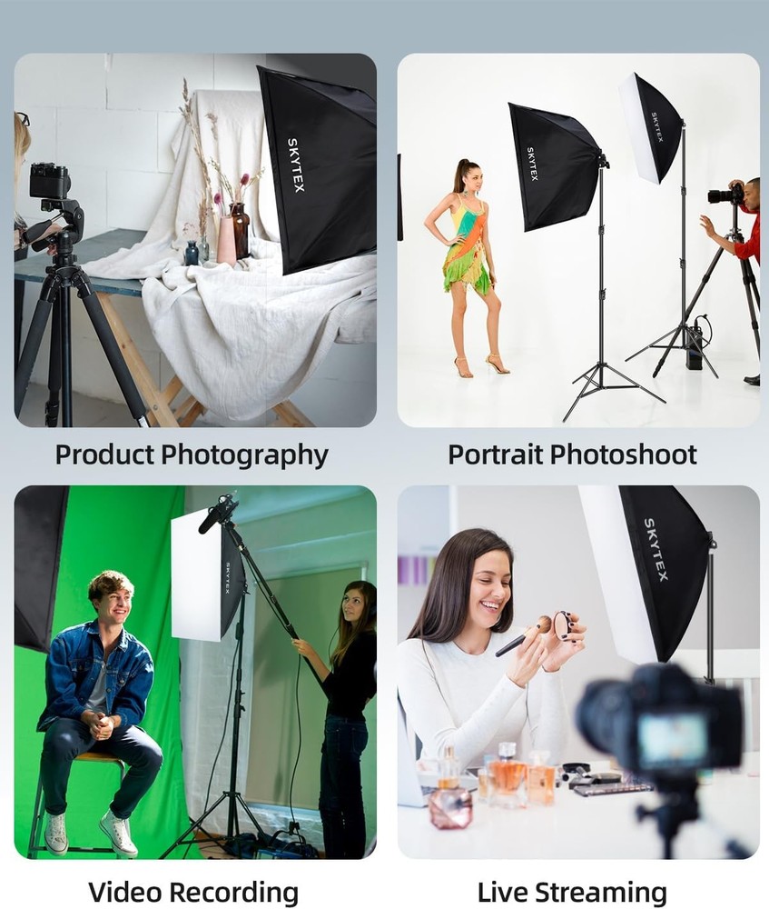 Softbox Light Kit 2700-6400K 100V-240V AC E27 LED Bulb Continuous Light 2Pack