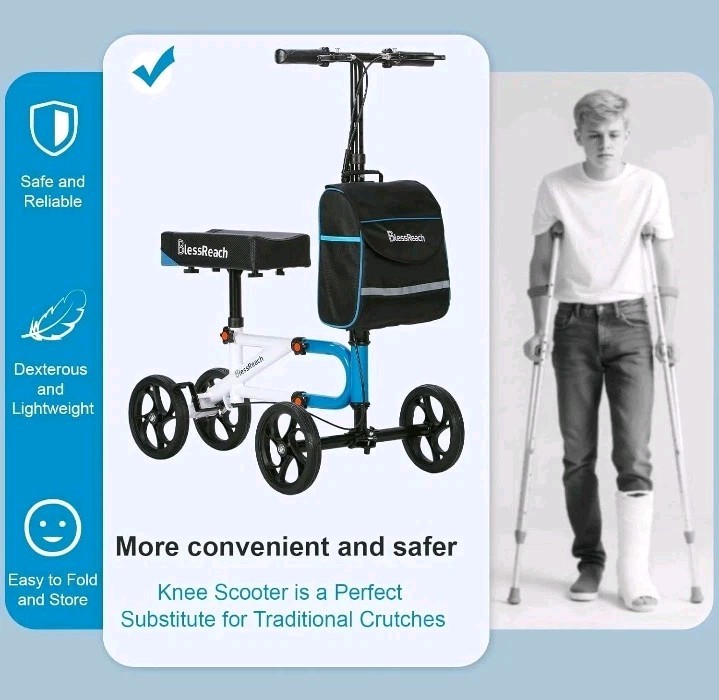 BlessReach Steerable Knee Scooter Foot Surgery , Foldable,Dual Brake, WB2111