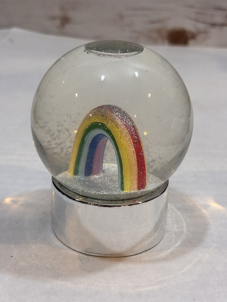 Rainbow Snow Globe With Silver Base Pride 4” Silver Glitter Sunny Life