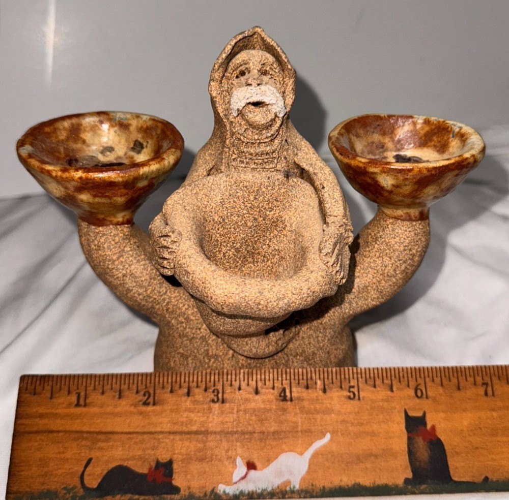 Handcrafted Stoneware Double Candleholder incense