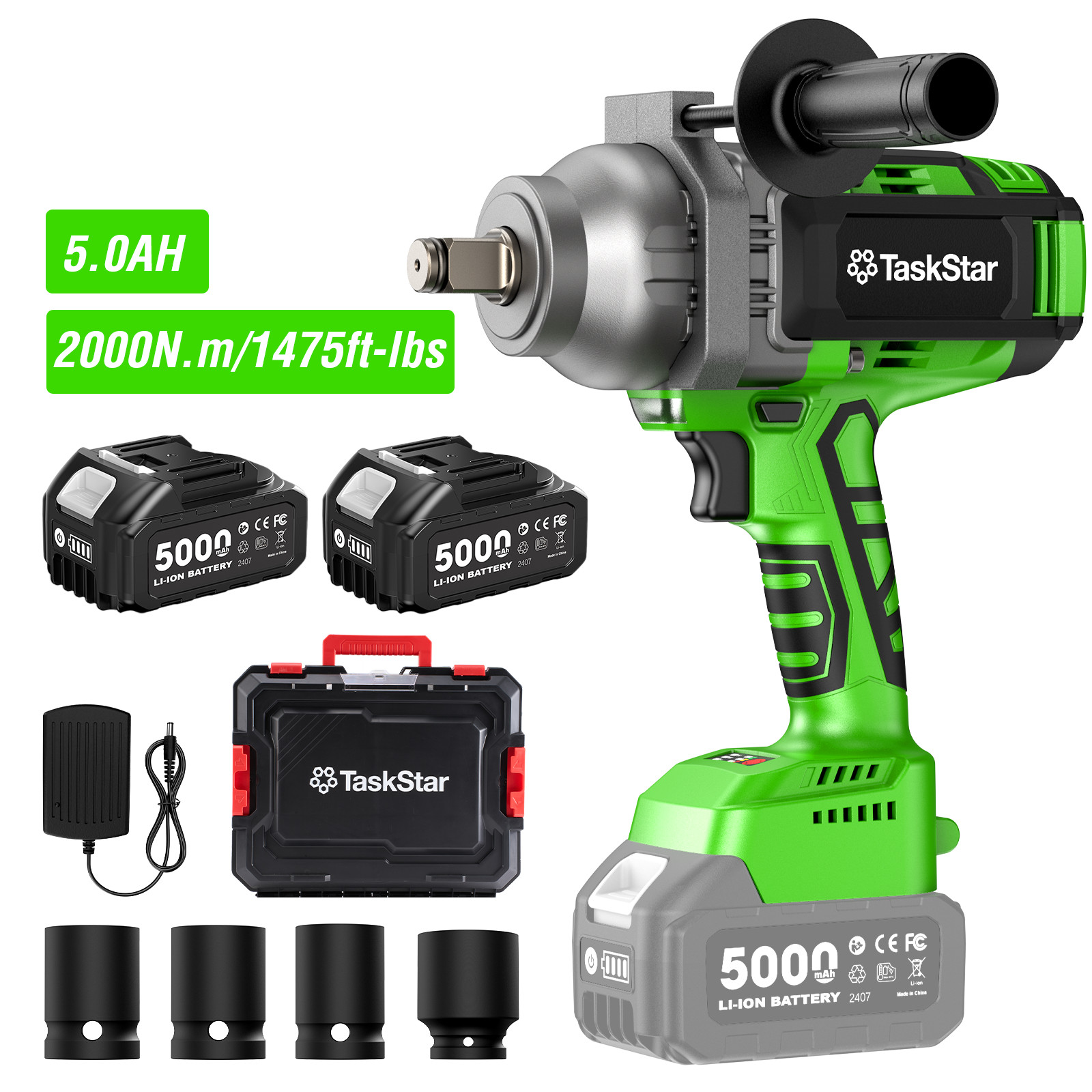 Taskstar 3/4 in Cordless Impact Wrench 2000Nm 1475ft-lbs Electric Impact Gun