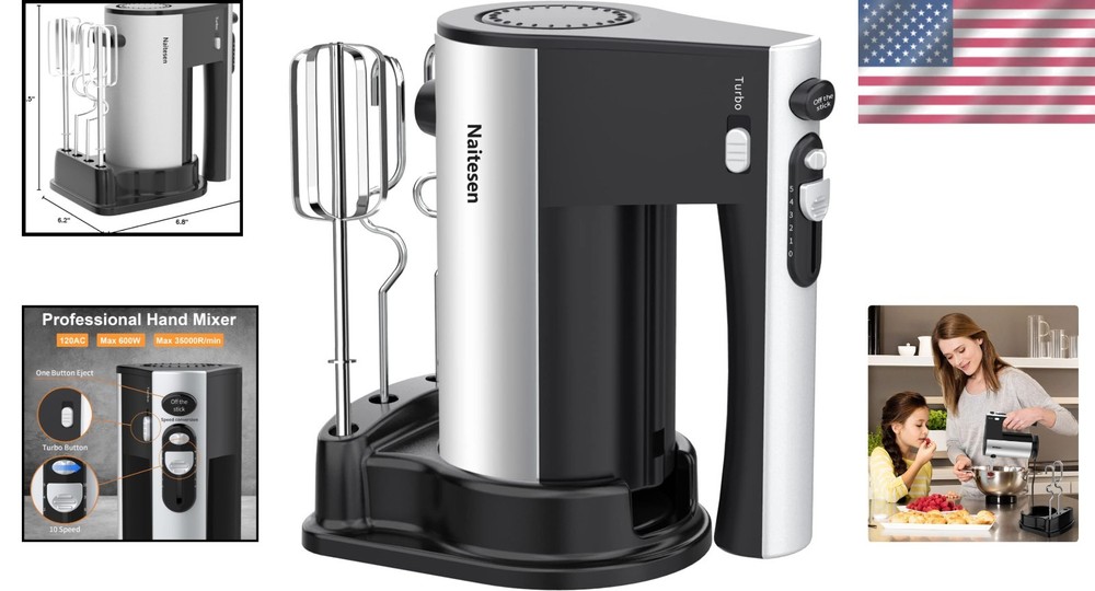 Efficient Electric Mixer Lightweight Design for Quick Cake and Cookie Mixing