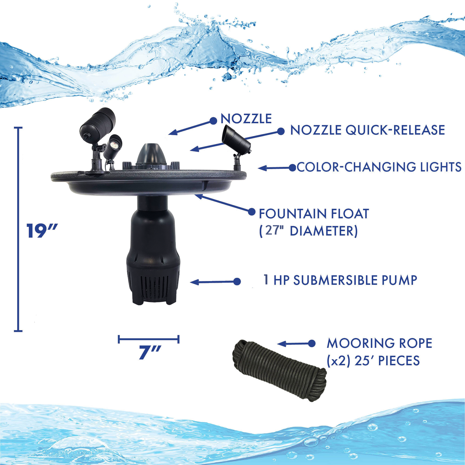 HALF OFF PONDS VXF Aerating Pond & Lake Fountain - 1 Horse Power Pump | 120V |