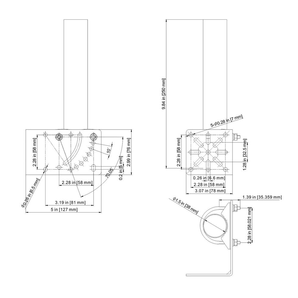 2PCS 1.5" Diameter Universal Outdoor Adjustable Antenna Mount Pole Bracket to...