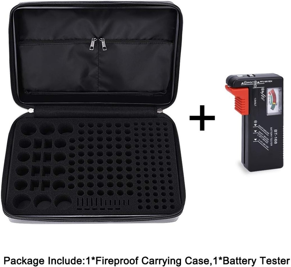 Compact Battery Organizer Bag for AA AAA C D 9V with Fireproof Protection