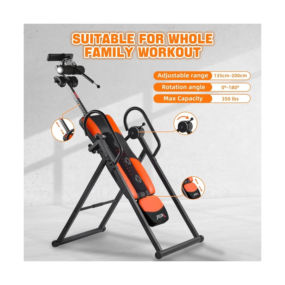 Teclor Inversion Table,Advanced Heat and Massage Function,Strength Training I...