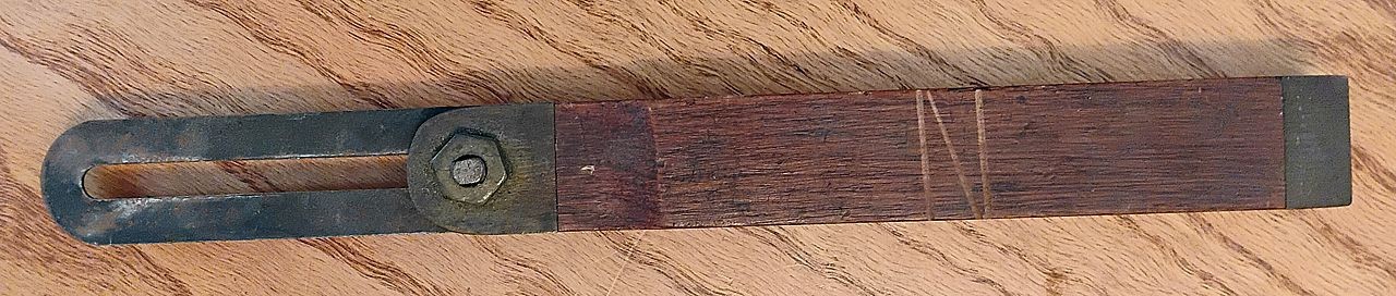 Antique Rosewood & Brass Bevel Gauge Marked "chipAway" Overall Length 16.3" READ