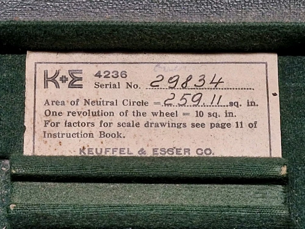 K+E Keuffel & Esser 43183 Compensating Polar Planimeter 4236 VTG Drafting Tool