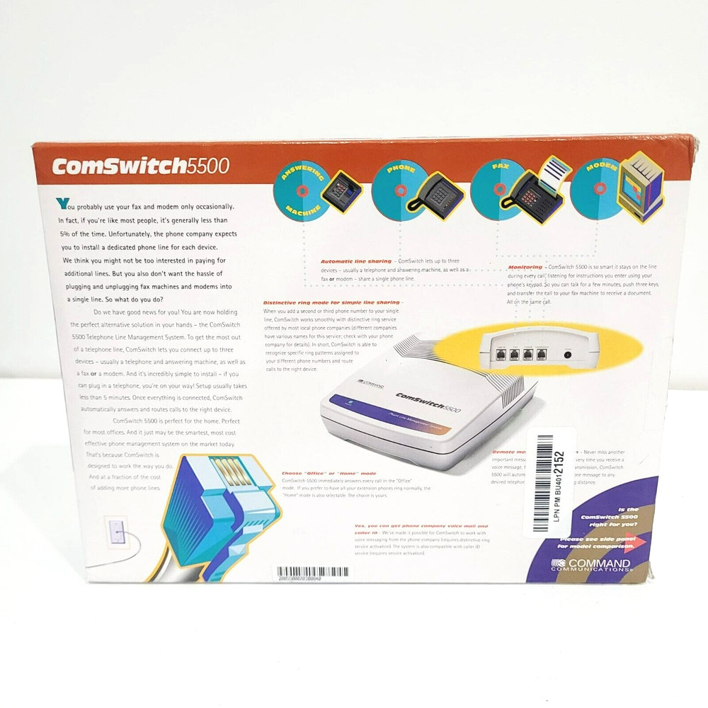 Command Communications Comswitch 5500 3-Port Phone/Fax Modem Line Sharing Device