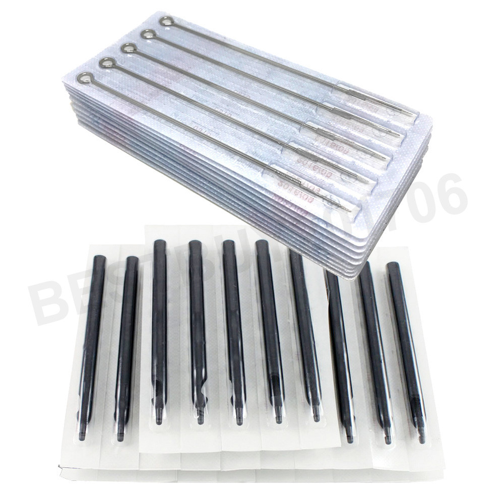 50 Pcs Tattoo Needles and Tube Tips + Assorted Lining and Shading Sizes RL RS M1