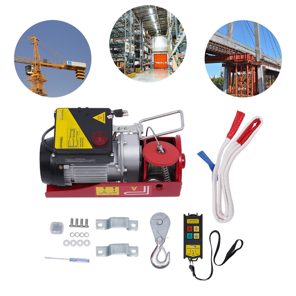 2200LBS Electric Hoist Winch Engine Crane with Wireless 110V