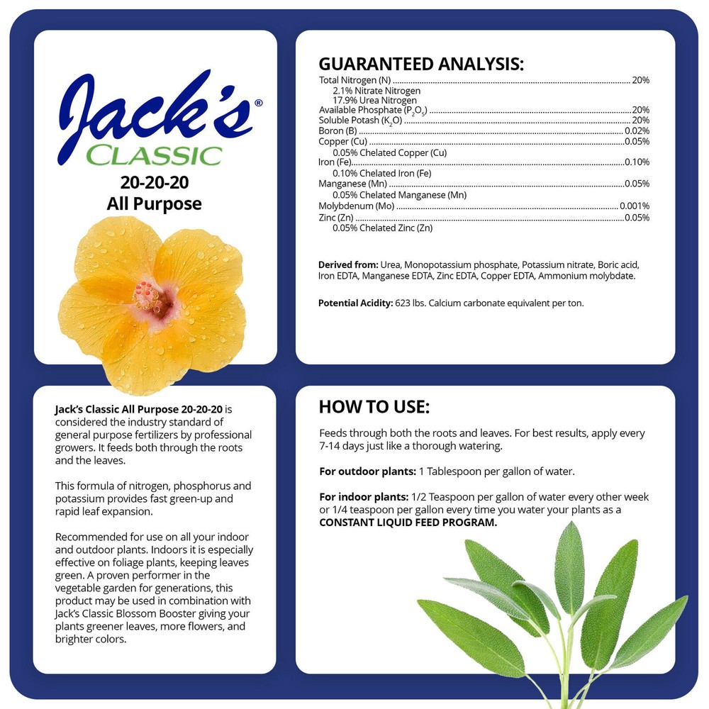 Jack's Classic All Purpose 20-20-20 - 1.5lbs