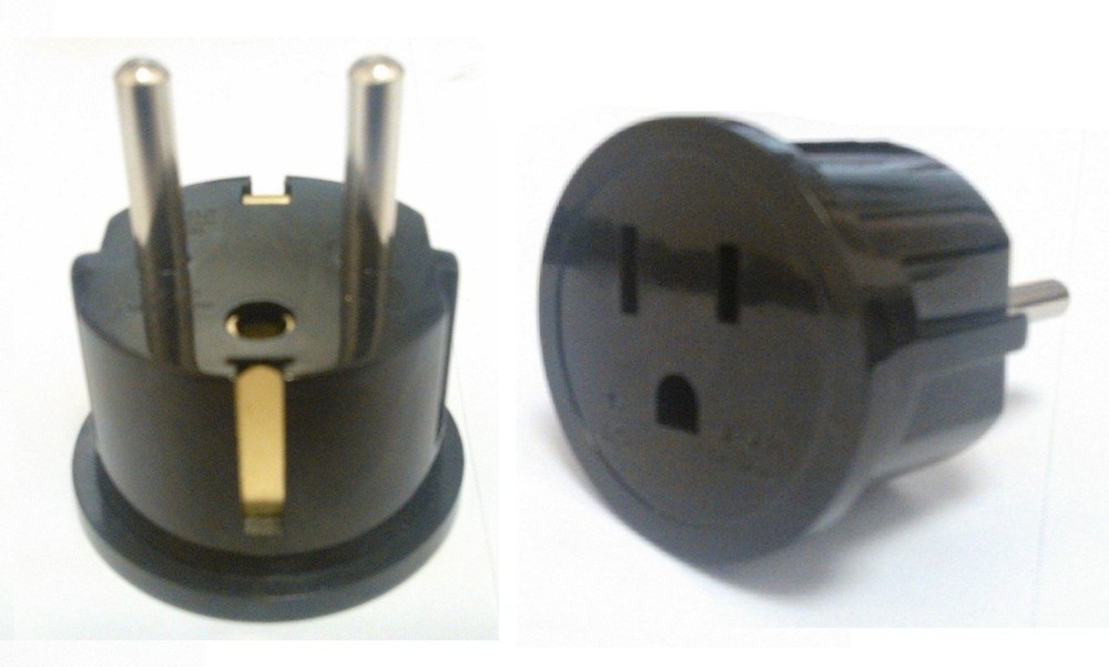 PLUG ADAPTER CONVERTS UNIVERSAL PLUGS TO GERMAN SCHUKO