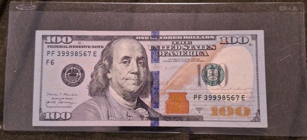 $100 Bill Ink Error Note Bleed Through Over Inking/Bolding • 2017 PF39998567E